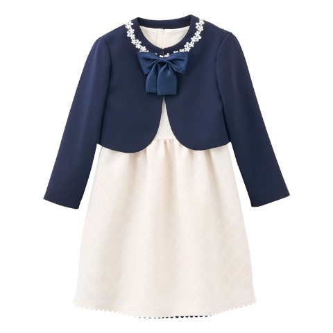 キッズ　ボレロ＋ジャンパースカート+リボン　3点セット（110～130cm・キッズフォーマル）