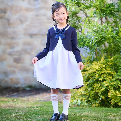 キッズ　ボレロ＋ジャンパースカート+リボン　3点セット（110～130cm・キッズフォーマル）