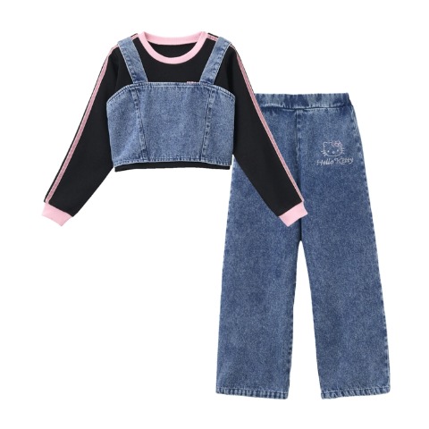 キッズ　ビスチェ+プルオーバー+パンツ　(120・130cm・ハローキティ)