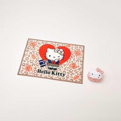 ポーチ付ブランケット（ひざ掛けサイズ・ハローキティ） ブラウン 215