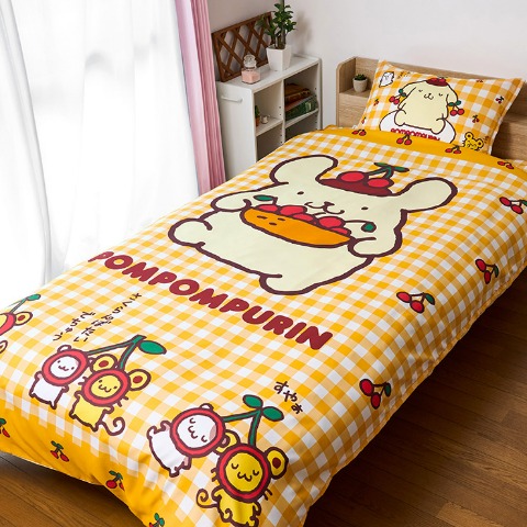 掛けふとんカバー（シングルロングサイズ・ポムポムプリン）
