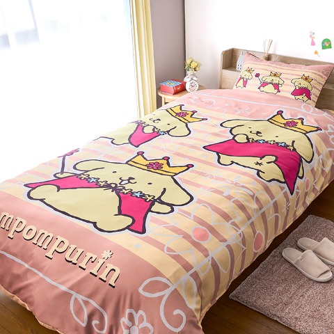 掛けふとんカバー（シングルロングサイズ・ポムポムプリン）