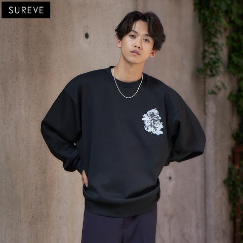 メンズ　アクセサリー付プルオーバー（SUREVE BLACK）