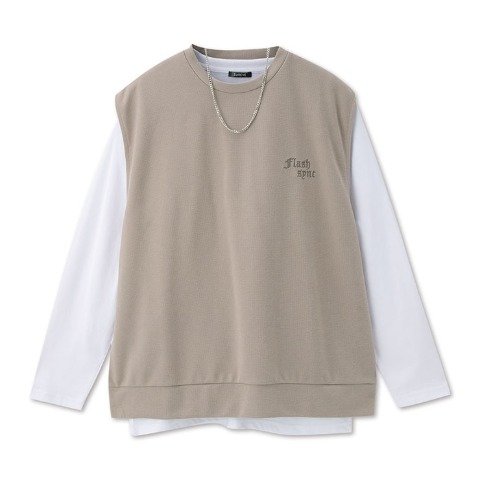 メンズ　アクセサリー付ベスト+長袖Tシャツセット（SUREVE）