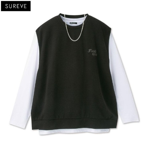 メンズ　アクセサリー付ベスト+長袖Tシャツセット（SUREVE）
