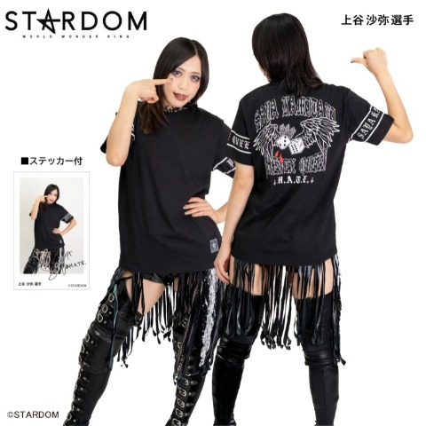 メンズ　上谷沙弥選手モデル半袖プリントTシャツ（スターダム）
