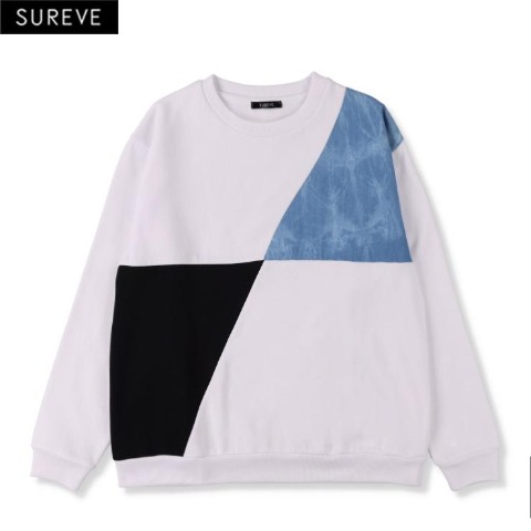メンズ　異素材切替プルオーバー（SUREVE） ホワイト 211