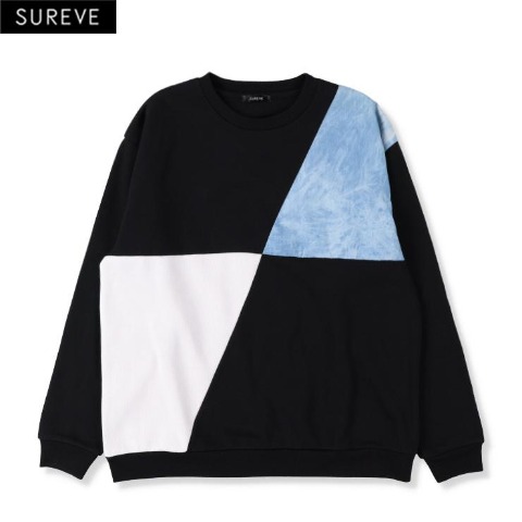 メンズ　異素材切替プルオーバー（SUREVE） ブラック 213