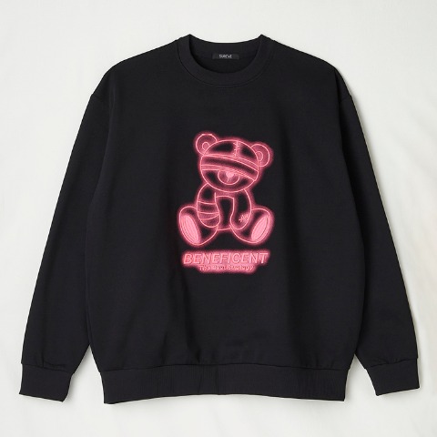 メンズ　裏起毛ネオン刺しゅうトレーナー（SUREVE）