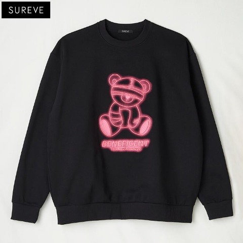 メンズ　裏起毛ネオン刺しゅうトレーナー（SUREVE）