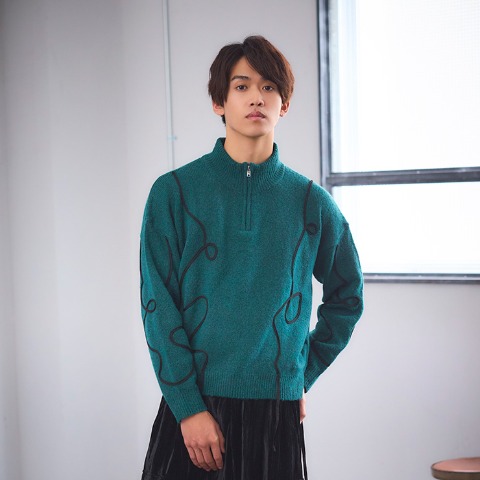 メンズ　ニットプルオーバー (SUREVE BLACK）