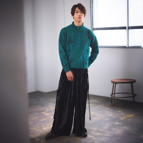 メンズ　ニットプルオーバー (SUREVE BLACK）