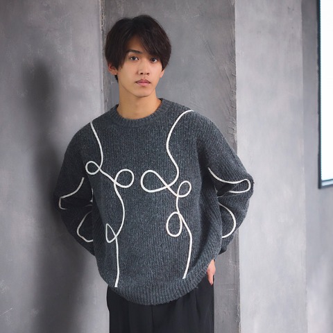 メンズ ニットプルオーバー (SUREVE BLACK）