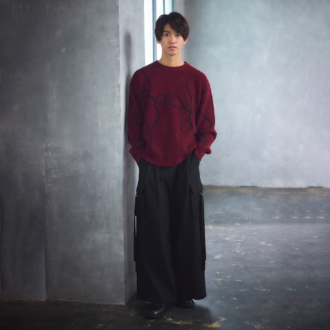 メンズ ニットプルオーバー (SUREVE BLACK）