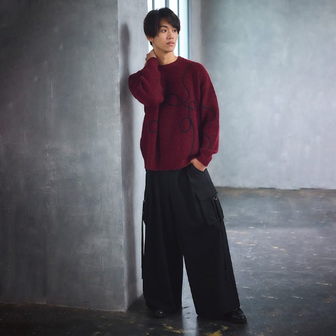 メンズ ニットプルオーバー (SUREVE BLACK）