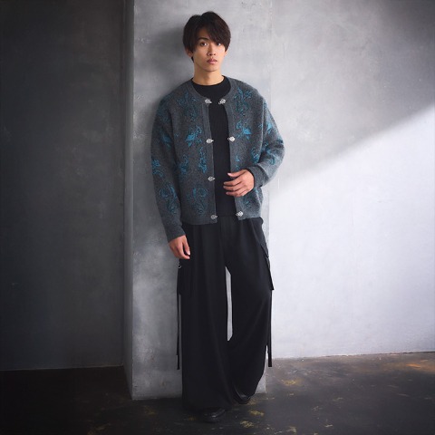 メンズ【S～L】　ニットカーディガン (SUREVE BLACK）