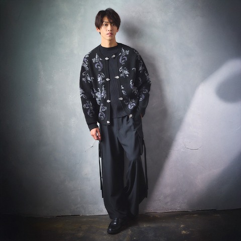 メンズ【S～L】　ニットカーディガン (SUREVE BLACK）