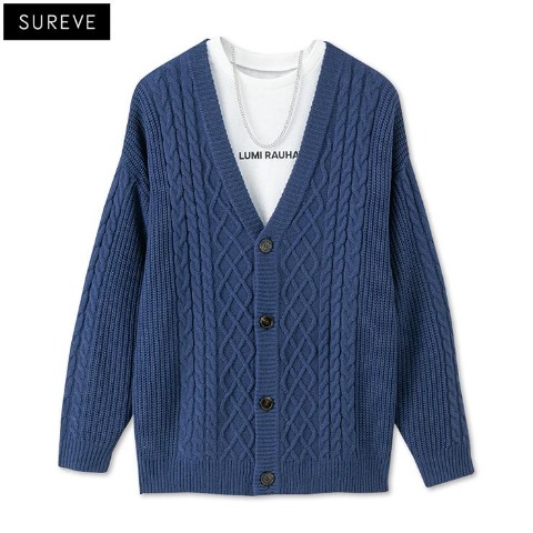 メンズ　ニットカーディガン+アクセサリー付Tシャツセット（SUREVE）