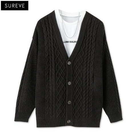 メンズ　ニットカーディガン+アクセサリー付Tシャツセット（SUREVE）