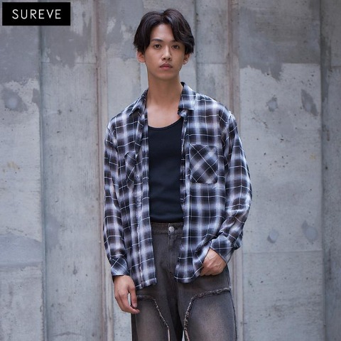 メンズ　シアーシャツ+タンクトップセット（SUREVE BLACK）
