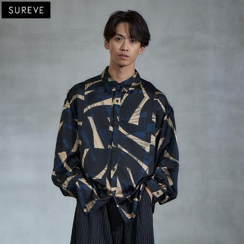 メンズ　総柄シャツ（SUREVE BLACK）