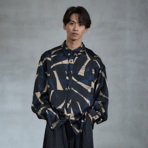 メンズ　総柄シャツ（SUREVE BLACK）
