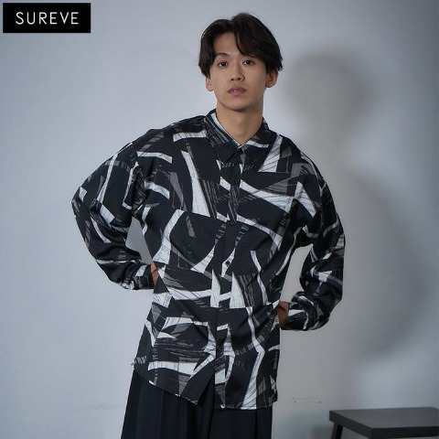 メンズ　総柄シャツ（SUREVE BLACK）