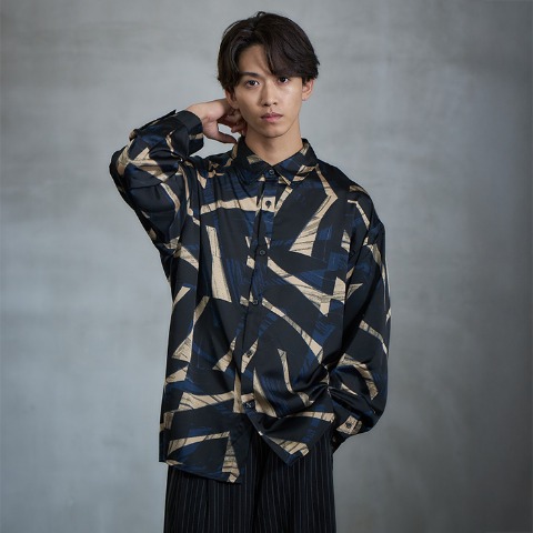メンズ　総柄シャツ（SUREVE BLACK）