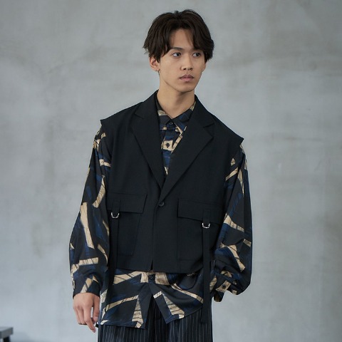 メンズ　総柄シャツ（SUREVE BLACK）