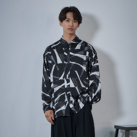 メンズ　総柄シャツ（SUREVE BLACK）