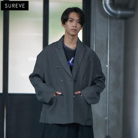 メンズ　ダブルテーラードジャケット（SUREVE BLACK）