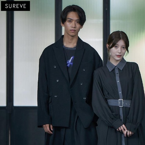 メンズ　ダブルテーラードジャケット（SUREVE BLACK）