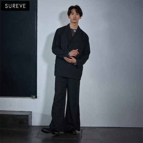 メンズ　ワイドフレアパンツ（SUREVE BLACK）