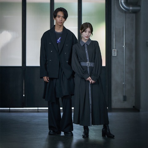 メンズ　スカート付ワイドパンツ（SUREVE BLACK）