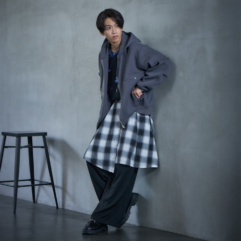 メンズ　スカート付ワイドパンツ（SUREVE BLACK）