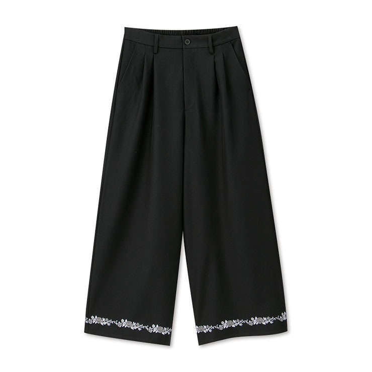 メンズ 裾刺しゅうワイドパンツ（SUREVE BLACK） | アベイル