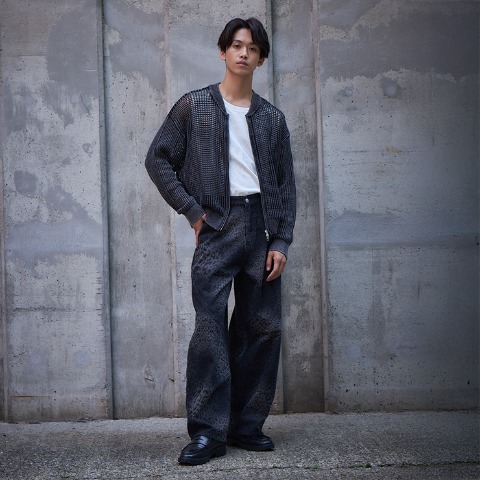 メンズ　ヒョウ柄デニムパンツ（SUREVE BLACK）
