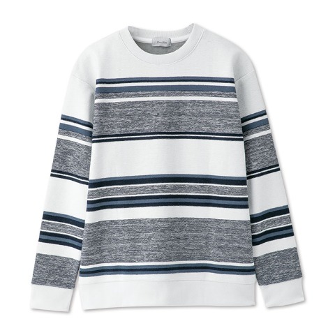 メンズ　裏起毛ボーダー柄プルオーバー（Denifits）