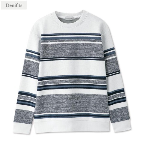 メンズ　裏起毛ボーダー柄プルオーバー（Denifits）