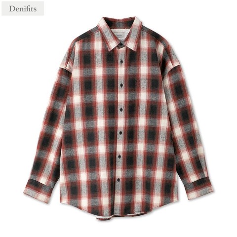 メンズ　裏ボアチェック柄シャツ（Denifits）