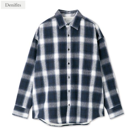 メンズ　裏ボアチェック柄シャツ（Denifits）