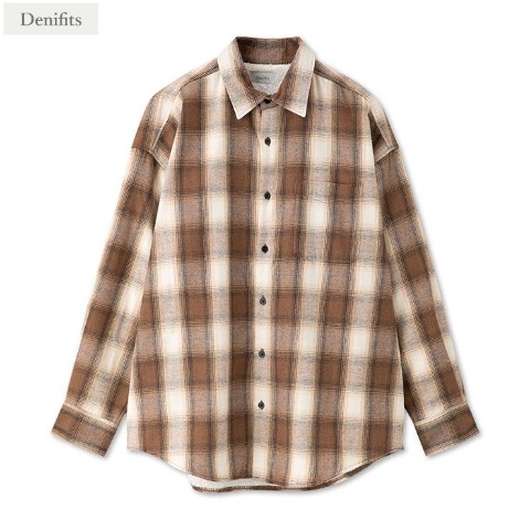 メンズ　裏ボアチェック柄シャツ（Denifits）