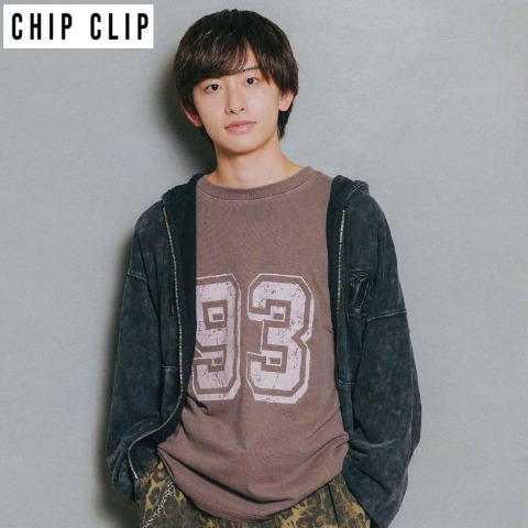メンズ　ピグメントフットボールTシャツ（CHIP CLIP）
