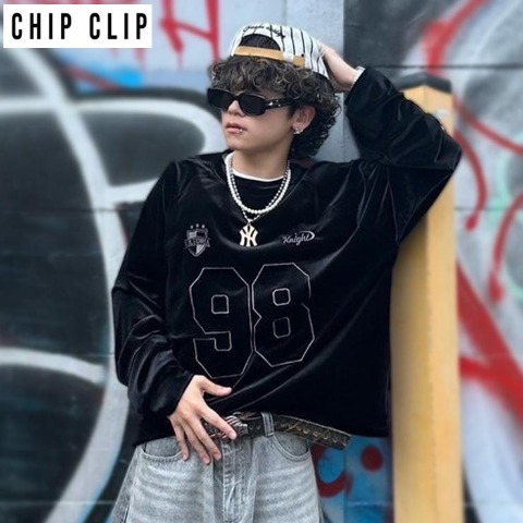 メンズ　ベロアナンバリングプルオーバー（CHIP CLIP×1095）