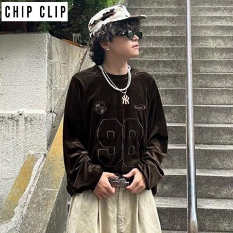 メンズ　ベロアナンバリングプルオーバー（CHIP CLIP×1095）