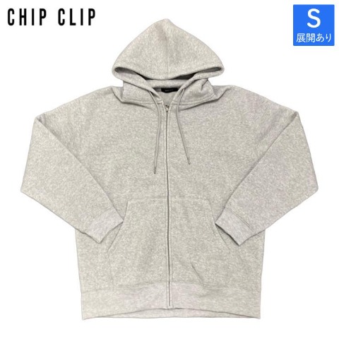 メンズ　裏起毛ジップパーカ（CHIP CLIP）