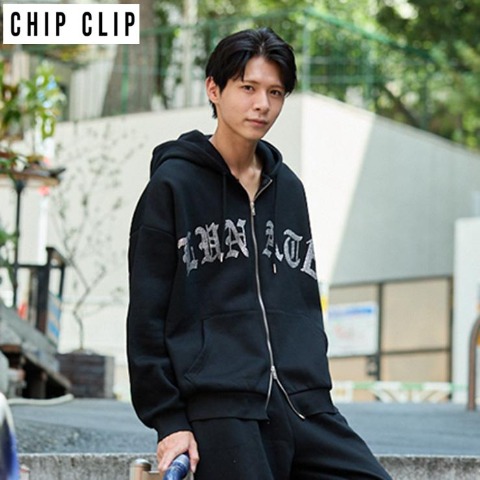 メンズ　ラインストーン使いジップパーカ（CHIP CLIP）