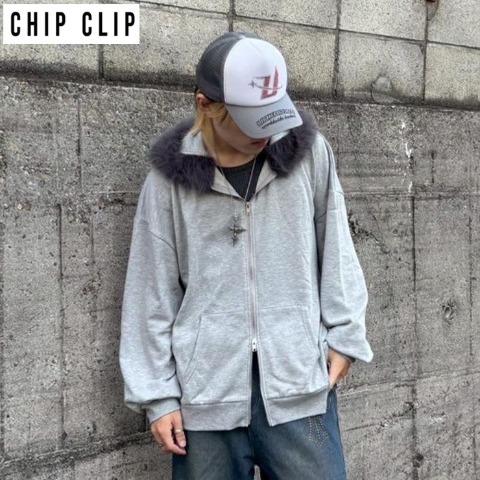 メンズ　ジップパーカ（CHIP CLIP×まひろ）