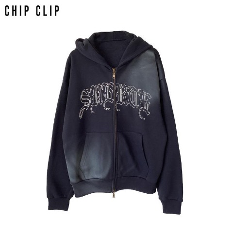 メンズ　ロゴ使い裏起毛ジップパーカ（Mizuki×CHIP CLIP）