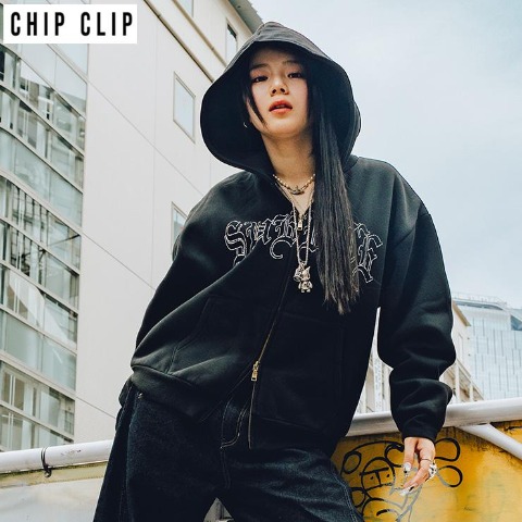 メンズ　ロゴ使い裏起毛ジップパーカ（Mizuki×CHIP CLIP）